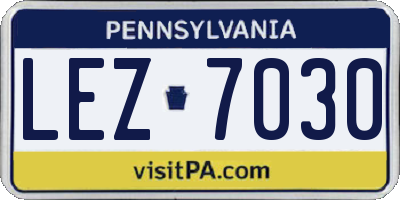 PA license plate LEZ7030