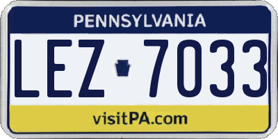 PA license plate LEZ7033