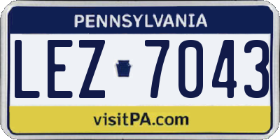PA license plate LEZ7043