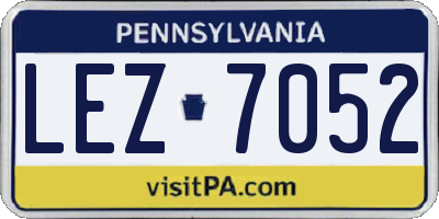 PA license plate LEZ7052