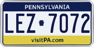 PA license plate LEZ7072