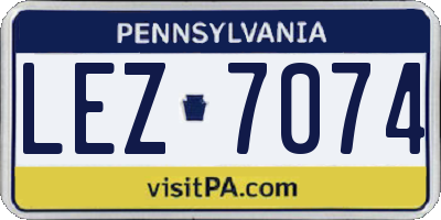 PA license plate LEZ7074