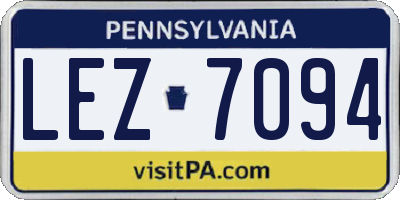 PA license plate LEZ7094