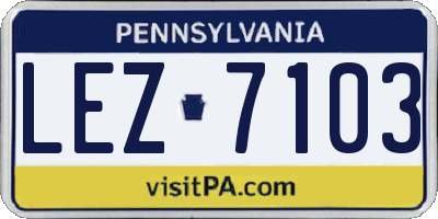 PA license plate LEZ7103