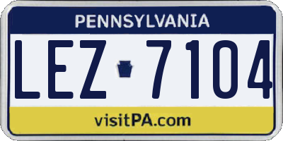 PA license plate LEZ7104