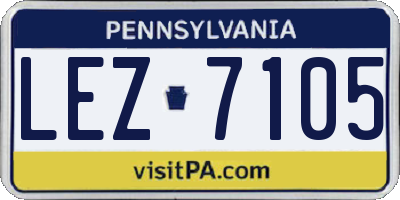 PA license plate LEZ7105