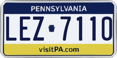 PA license plate LEZ7110