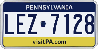 PA license plate LEZ7128
