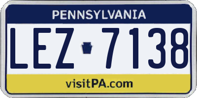 PA license plate LEZ7138