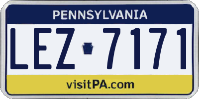 PA license plate LEZ7171