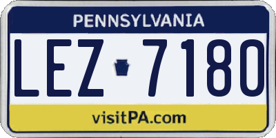 PA license plate LEZ7180