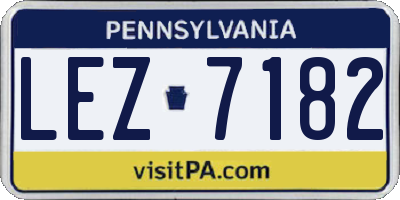 PA license plate LEZ7182