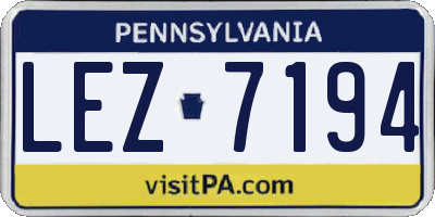 PA license plate LEZ7194