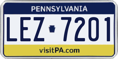 PA license plate LEZ7201