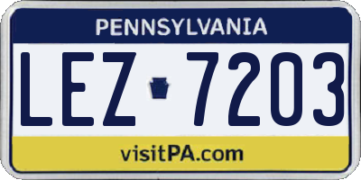 PA license plate LEZ7203