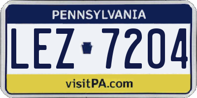 PA license plate LEZ7204