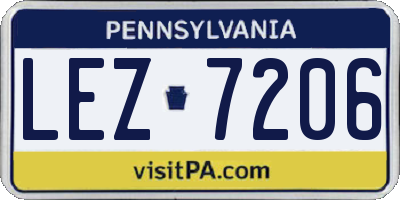 PA license plate LEZ7206