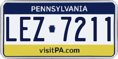 PA license plate LEZ7211