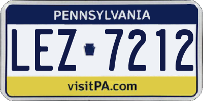 PA license plate LEZ7212
