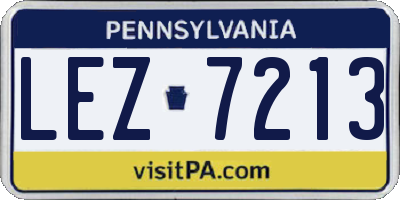 PA license plate LEZ7213