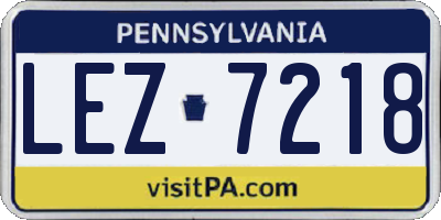 PA license plate LEZ7218