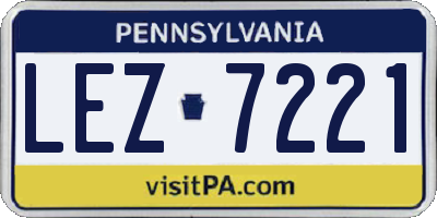 PA license plate LEZ7221