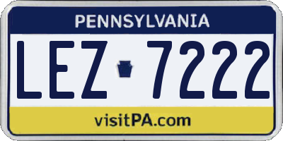 PA license plate LEZ7222