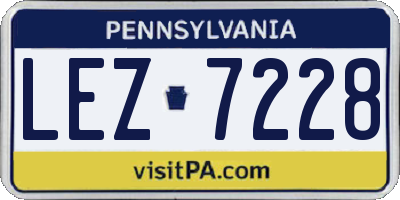 PA license plate LEZ7228