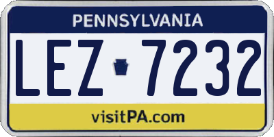 PA license plate LEZ7232