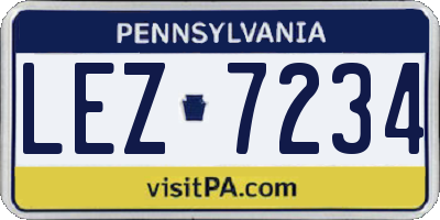 PA license plate LEZ7234