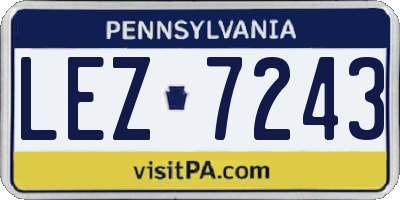 PA license plate LEZ7243