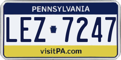 PA license plate LEZ7247