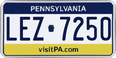 PA license plate LEZ7250