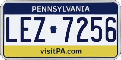 PA license plate LEZ7256