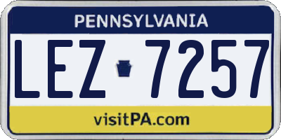 PA license plate LEZ7257