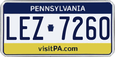 PA license plate LEZ7260