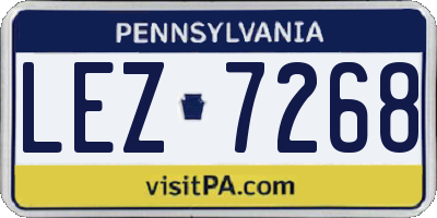 PA license plate LEZ7268