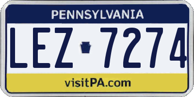 PA license plate LEZ7274