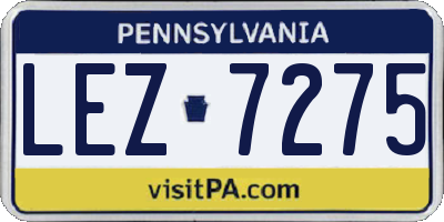 PA license plate LEZ7275