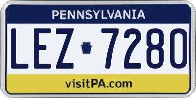 PA license plate LEZ7280