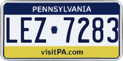 PA license plate LEZ7283