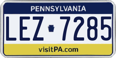 PA license plate LEZ7285