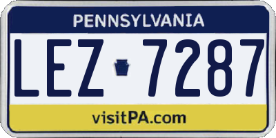 PA license plate LEZ7287