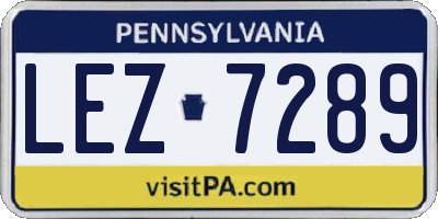 PA license plate LEZ7289