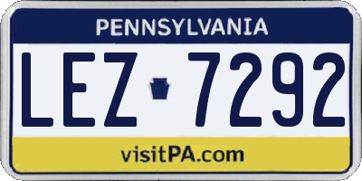 PA license plate LEZ7292