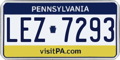 PA license plate LEZ7293
