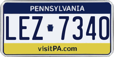 PA license plate LEZ7340