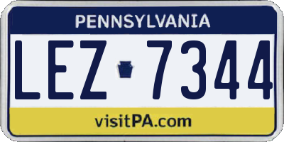 PA license plate LEZ7344