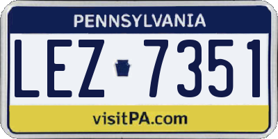 PA license plate LEZ7351