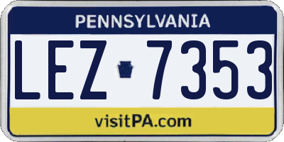 PA license plate LEZ7353